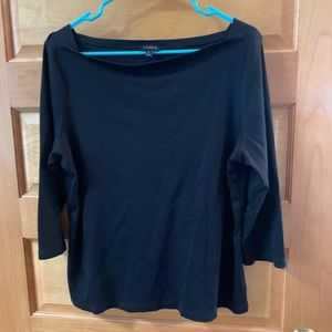 Talbots Black Quarter Length Sleeve Top XL